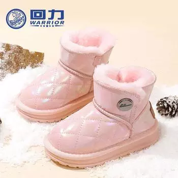 Warrior Детские бархатные зимние ботинки осень-зима новые средние термоботинки для мальчиков удобные зимние ботинки для девочек 26