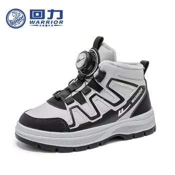 Warrior Детские утолщенные двуххлопковые туфли осень-зима новые студенческие термообувь для мальчиков удобные бархатные зимние туфли 25