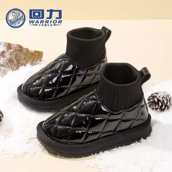 Warrior Флисовые зимние ботинки осень и зима новые однотонные зимние ботинки для мальчиков девочки теплые хлопковые ботинки 26