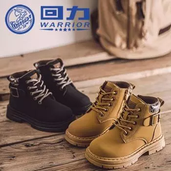 Warrior Короткие ботинки Classmate British Style Весна и осень Новые желтые кожаные ботинки для мальчиков Девочек Большие желтые ботинки для активного отдыха 26