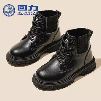 Warrior Кожаные туфли для девочек Classmate Girls, новые универсальные ботинки, бархатные британские нескользящие короткие ботинки 26