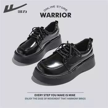 Warrior Маленькие кожаные туфли женские на платформе с низким верхом универсальные японские одинарные туфли маффины лоферы 35
