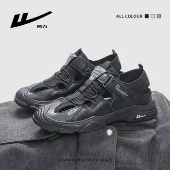 Warrior Сандалии для активного отдыха Дышащая обувь с отверстиями Походные сандалии Повседневная обувь с отверстиями из сетки 39 чёрный