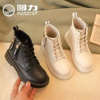 Warrior Сапоги Classmate Autumn Boys and Girls Short Boots Fashion Single Boots British Leather Boots 26