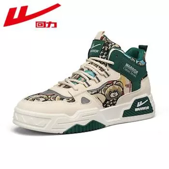 Warrior Удобная женская обувь с рисунком медведя из мультфильма. Высокие туфли. Универсальная износостойкая обувь для скейтбординга на платформе. Повседневная обувь. 35 зелёный