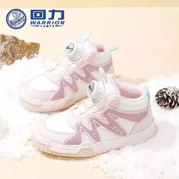 WARRIOR Высокие хлопковые туфли для осени и зимы, новые универсальные бархатные туфли для мальчиков, теплая обувь для девочек 25