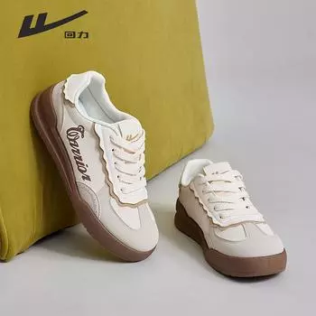 WARRIOR Women s Shoes Versatile Little White Shoes Breathable Retro Board Shoes Lightweight German Training Shoes 35 коричневый