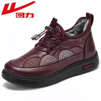 WARRIOR Женские бархатные утолщенные теплые туфли для пожилых людей Легкие хлопковые туфли 35 чёрный