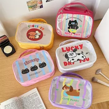 Wash Pouch Cartoon PVC Cosmetic Bag Large Capacity Cosmetic Cases Storage Toiletry Bag Outdoor белый