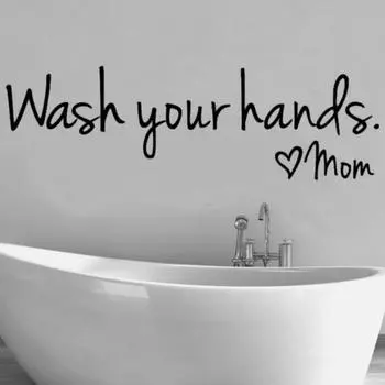 Wash Your Hands Wall Sticker Home Bathroom Kitchen Mirror Decal Art Mural Decor
