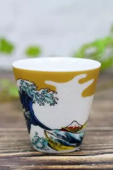 Washa no Kura Lucky Ochoko Sake Cup Kutani Ware Cup Wave Ceramic Brand Японская столовая посуда Choko Cup Сделано в Японии