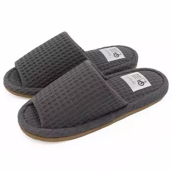 Washable slippers yori cotton waffle charcoal LL size [Okumura]