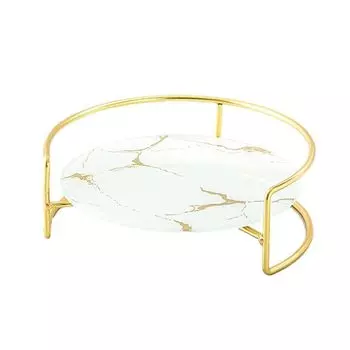 Washbasin Tray Round Marble Glass Cosmetic Accessories Perfume Interior Decoration Stylish Lotion Tray Cosmetics Tabletop Kitchen Bathroom Storage
