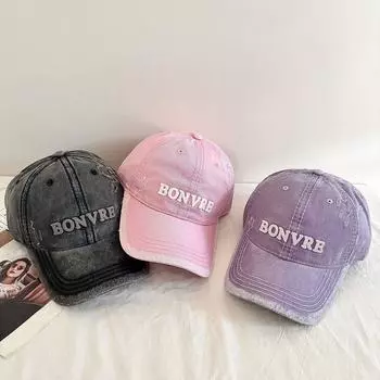 Washed and old embroidered baseball caps, men s and women s versatile letter caps, showing a small tide on the face and deepening the M56-58cm чёрный