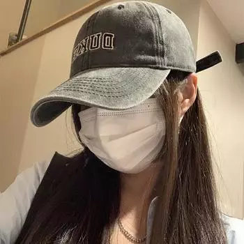 Washed and old retro peaked cap Female Internet celebrity versatile black curved brim baseball cap Summer soft top visor male M56-58cm темно-серого