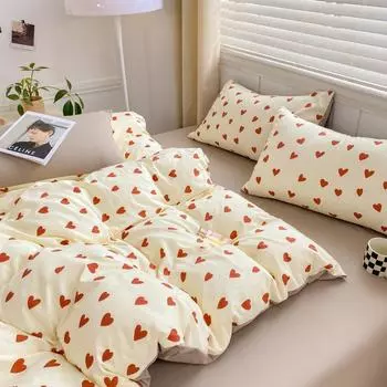 Washed Cotton Double Yarn Single Sheet Cover Printed Floral Simple Wind Single Sheet Set Small Fresh Bedding 200x230 220x240 150x200cm 1pcs