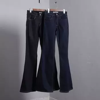 Washed High Waist Skinny Slimming Slightly Flared Jeans BLUE BLACK 32