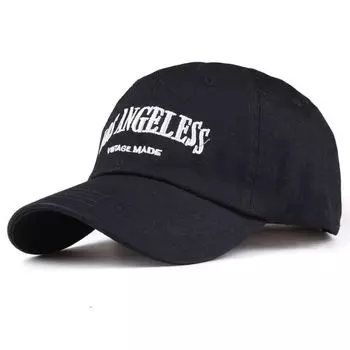 Washed Old Soft Top Baseball Cap Women Ins Retro Peaked Cap All-Match Letters Los Angeles Embroidered Hat Pure Black