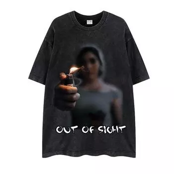 Washed-out Vintage American Dark Oversize High Street Heavy Weight Half Sleeve Loose-Fitting Pure Cotton Short Sleeves Girl s T-shirts Ins 0310 Old Black (210g regular Edition) 2XL
