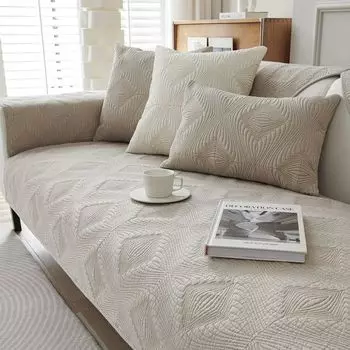 Washed Pure Cotton Sofa Cushion All Year Round Neutral Non-Slip Fabric Nordic Simple Cotton Leather All-Inclusive Universal Cover Cover Small fresh-vitality Orange 45*45cm pillow case