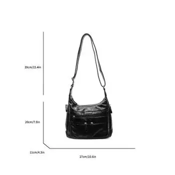 Washed Soft Leather Women s Bag Fashionable Large-capacity Middle-aged Casual Single-shoulder Crossbody Bag
