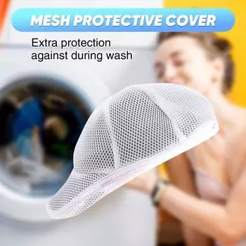 Washing Machine Hat Wash Protector Cap Cleaner Laundry Bag Small Clothes Wash Bag Anti-Deformation Mesh Organizer Zip Bags белый