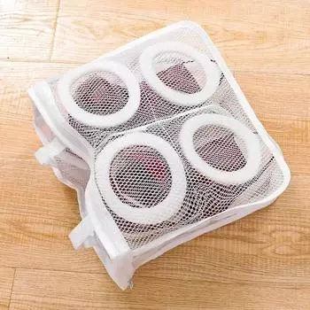 Washing Machine Shoe Bag Home Lazy Anti-Deformation Shoe Cover Mesh Bag Shoes Special Shoe Washing Bag Hanging Drying белый