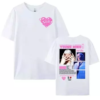 WASSUP Сингл 2025 НОВАЯ футболка Young Miko Певица Принт Футболки Хлопок Круглый вырез Женская футболка Повседневная Женская Мужская Одежда Футболка XS