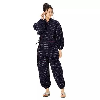 Watanosato Сделано в Японии Samue Стильный комплект из плетения куруме с узором «Добби» с верхом и низом, крест накрест для женщин 5322-2 (Л Красный)