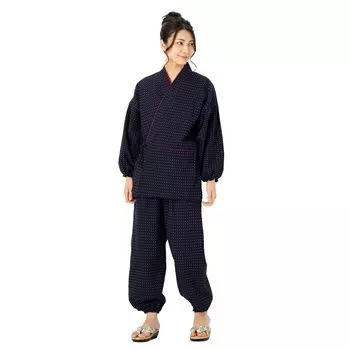 Watanosato Сделано в Японии Samue Стильный Курумэ Плетение Добби Плетение Узор Сверху и снизу Комплект Сверху и Снизу Для Женщин Для Женщин 5322-2 (Л, Красный)