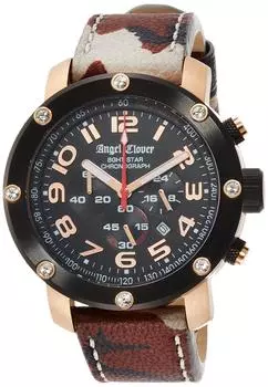 Watch 8ght Star Black Dial Stainless Steel Quartz 46MM Genuine Warranty Gray [Angel Clover] NES46PBK-CM Men s