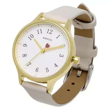 Watch Analog Leather Strap Second Hand Gray Quinn [Fieldwork] Women s Heart-shaped JN020-2 серый