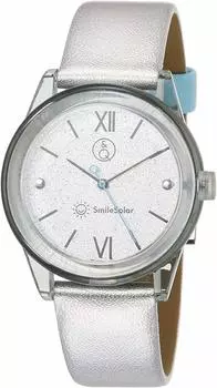 Watch Analog Smile Solar Waterproof Leather Strap Silver [Citizen Q&Q] RP18-006 Women s серебряный
