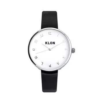 Watch Arm Watch Black Genuine Leather Made in Japan Quartz Waterproof WATCH Couple Simple Unisex KLON MOCK NUMBER BLACK 33mm Men s Women s Ver.SILVER