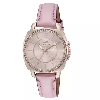 Часы BOYFRIEND с розовым циферблатом из нержавеющей стали и кожи, кварцевые, 34 мм, часы 14503981 [Coach] женские [Товар] розовый