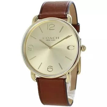 Watch Brown Elliott Leather Leather Strap 14602646 [Coach] Men s [Item]