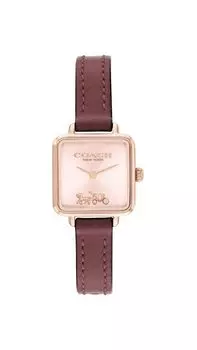 Watch CASS Square Pink Wine Red Leather Leather Strap 14504229 [Coach] Women s [Item]