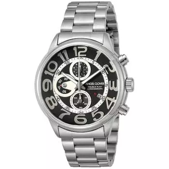 Watch DOUBLE PLAY Black Dial Stainless Steel Quartz 43MM Regular Warranty DP44SBK Silver [Angel Clover] Men s