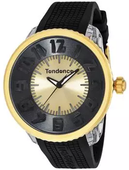 Watch FLASH Black Dial Stainless Steel Mineral Glass Quartz 51MM Watch TG530006 [Tendence] [Item]
