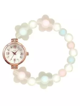 Watch fragola Motif Bead Watch Ladies Multicolor [Follow] N01322S-5 PG/FLOWER