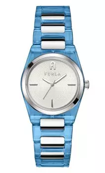 Watch FURLA TEMPO MINI White Dial Acetate Quartz Watch Jewelry Accessory WW00028007L1 Blue [Furla] 32.5MM Women s [Item]