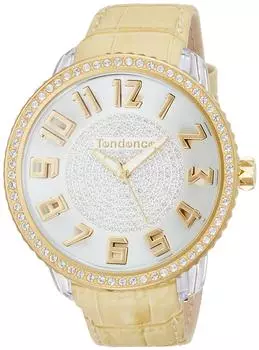 Часы Glam White Dial Polycarbonate Mineral Glass Quartz Watch TY430143 Beige [Tendence] 48.5MM Womens [Товар]