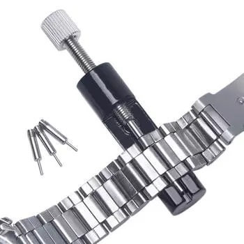 Инструмент для ремонта часов, регулируемый съемник звеньев ремешка для часов, съемник звеньев ремешка из цельного металла, 3 штифта, инструмент для ремонта своими руками, идеальный выбор для подарков чёрный