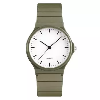 Watch Silicone Analog Display Cute Simple Stylish Rubber Watch Quartz Clock Commuting to Work or School Girls Boys Men Women Fashion Accessories зелёный