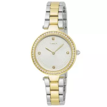 Часы Timex Adoon Серебряный циферблат Латунь Минеральное стекло Кварцевые 32MM Америка Часы TW2V24500 Золото [TIMEX] Женские [Товар] серебряный
