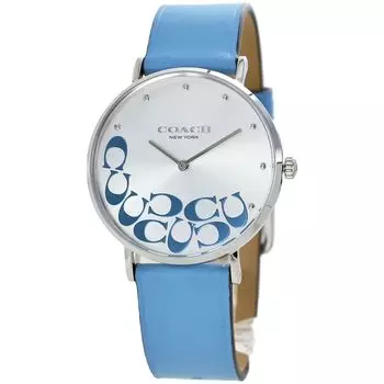 Watch Unisex Perry Light Blue Slim Watch Leather Strap 14504136 [Coach] Women s [Item]