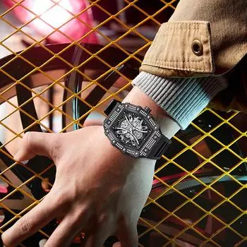 Watch Watch Barrel Diamond Men s Watch Fashion Watch Men s Waterproof Quartz Watch