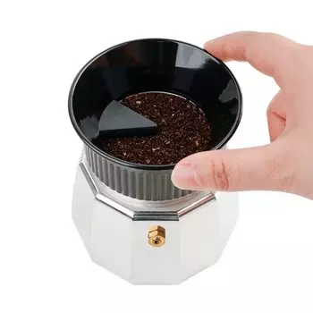 watchget Moka Pot Dojin Funnel 60mm Espresso Coffee Maker Distribution Tool Made in Italy Moka Express 6 Cups Black