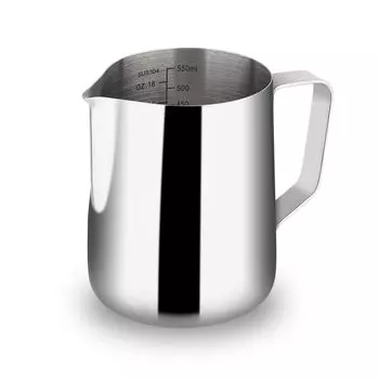 watchget Молочный кувшин Кувшин для молока Кувшин для латте-арта Кувшин для вспенивания молока Кувшин для эспрессо Паровой кувшин Нержавеющая сталь Градуированная чашка для капучино для латте-арта Серебро