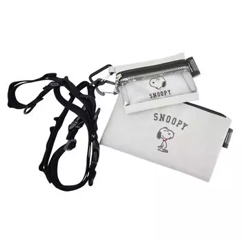 water accessory loop daisy high school character light gray [Snoopy] 2-pouch pouch, repellent, case, carabiner, rope, chain, women, men, travel,